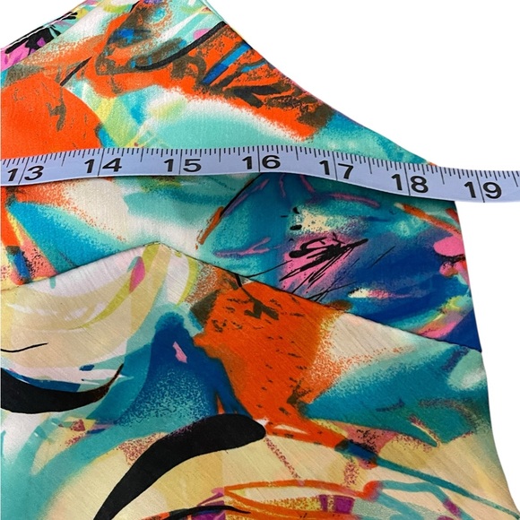 Boston Proper Ruffle Multicolor Tiered Flowy Spaghetti Strap Blouse Cami Large - Picture 13 of 13